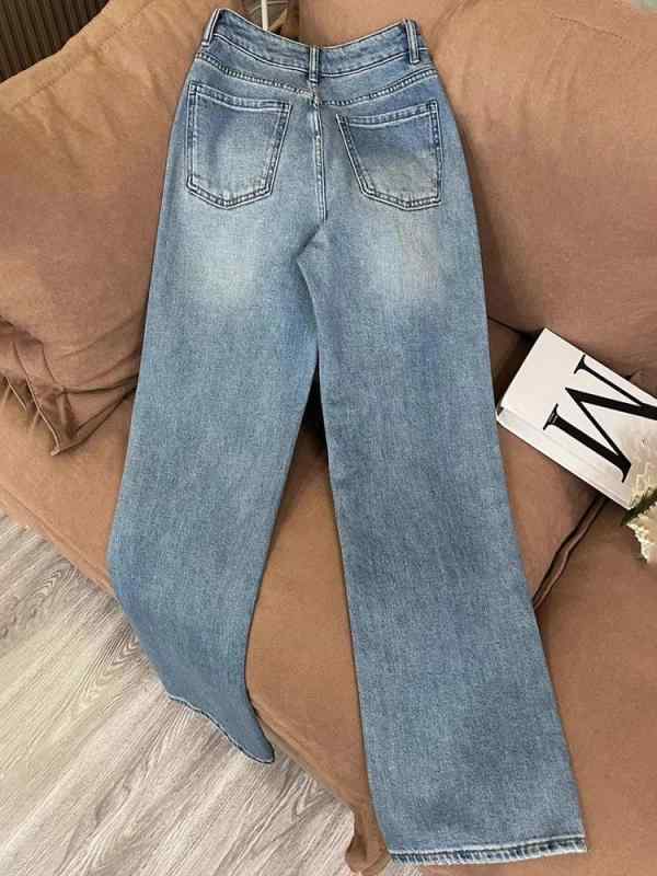 レディース 牛仔パンツ 春季 デニム 長ズボン 高腰 ワイドレッグ ルーズフィット スリム効果 ブルー コットン 素材 微弾性 シンプルスタイル 日韓カジュアル 膝下丈 ゆったりシルエット 日常使い 通勤対応