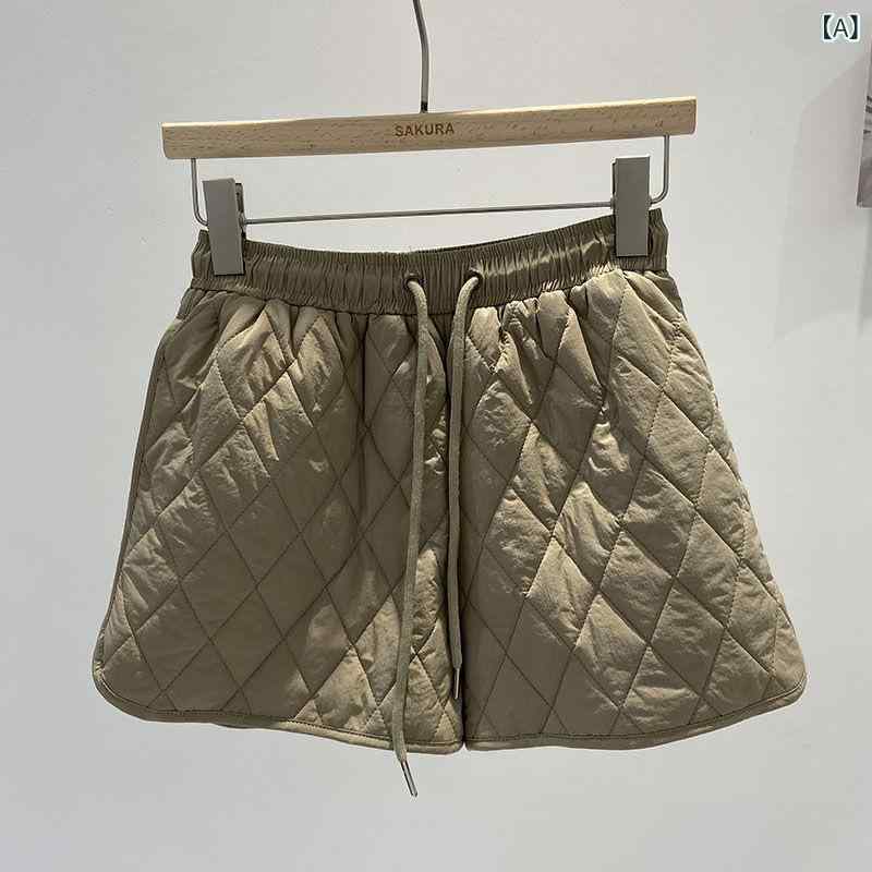 女の子 ショーツ 冬 秋冬 韓版 菱格柄 ?棉 ポリエステル95% 化繊 コーティング加工 松腰 ドローストリング 中腰 短丈 ワイドレッグ ゆったり 暖か 普段使い 室内着 遊び着 親子 お揃い 休? カジュアル ベージュ 白 黒