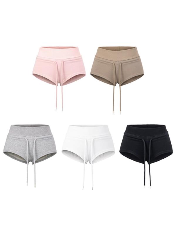 ショートパンツ 女性用 高腰 ロングレッグ アイスクリームカラー ドローストリング 綿 再生繊維 微弾性 中厚 基本款 トレンド ストリート 白色 黒 ピンク 春夏 2025 夏 潮流 安全短パンツ デイリー ファッション 軽やか 涼感 スタイリッシュ