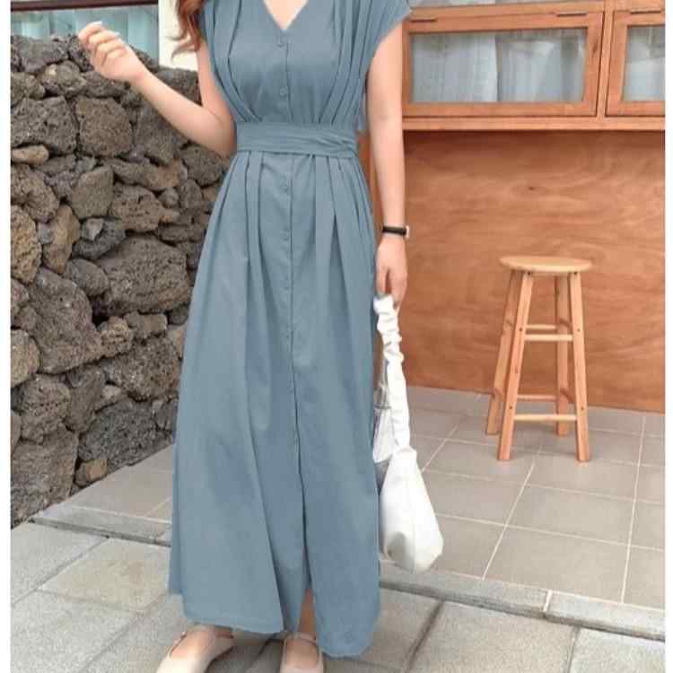 ワンピース レディース 長め 格子柄 短袖 紐付き ゆったり スリムライン 大きめフレア コットン混紡 切り替え かき 緑 黒 通勤 気質 スタイル シンプル