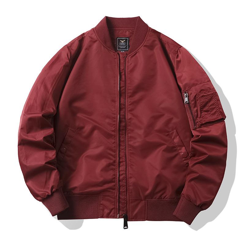 メンズ ジャケット MA1 飛行服 棒球服 長袖 立領 ラップ 純色 ロゴプリント ポリエステル 混紡 透気性 防水 耐摩耗 ゆったりシルエット ロブヘム 直筒裾 免アイロン加工 フラップポケット 直線裾 外被用 長袖 標準袖 黒 赤 灰 軍緑 紺 冬