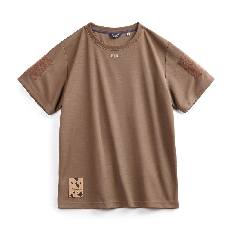 メンズ Tシャツ 短袖 ゆったりフィット ポリエステル 吸湿速乾 透気性 排汗 トレーニング 普段使い 青年向け 丸首 普通厚 夏 グレー ブラウン ブラック