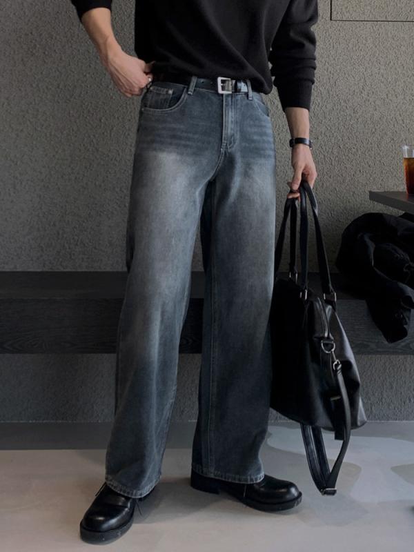 メンズ ジーンズ ストレートパンツ 春季 ゆったり ワイドレッグパンツ コットン ポリエステル 再生繊維 日常使い 口袋付き 水洗加工 中腰 長丈パンツ ブルー 無弾性 青年向け 韓風 カジュアル トレンド 高級感 軽量 快適 普段着 通勤 デイリー ゆ 6,761円