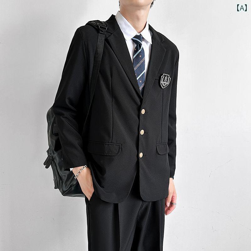 メンズ ユニフォーム 西装 仕掛ける 翰林院風 学習者服 上衣 背広 厚地の外套 黒いこと 米国海軍 プルオーバー タイ 綿織物混紡 ポリエステル 修身型 平駁領 名取り草 シングル乳ぶさ 休? 春陽 オール時節 軽さ 伸縮性 綿混紡原料品 日常使い走り 通学用 高