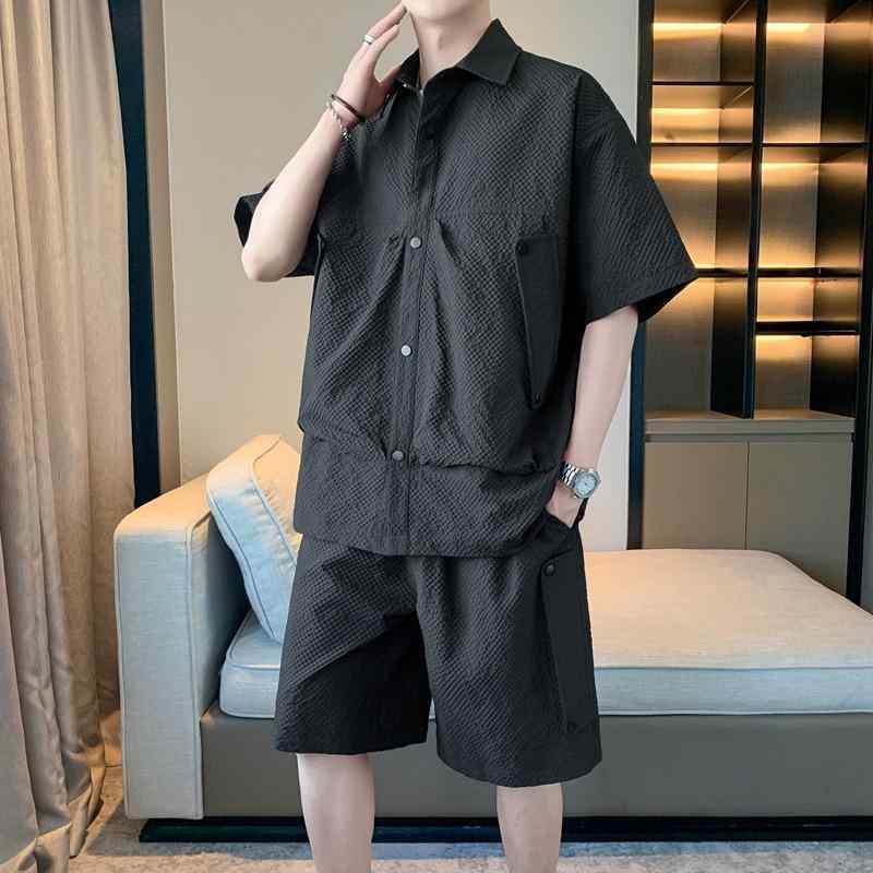 メンズ セットアップ 短袖 Tシャツ 短パン セット 化粧品混紡 涼しい 夏 グレー 黒 ミリタリーグリーン スポーツ 普段使い カジュアル トップス ボトムス 組み合わせ