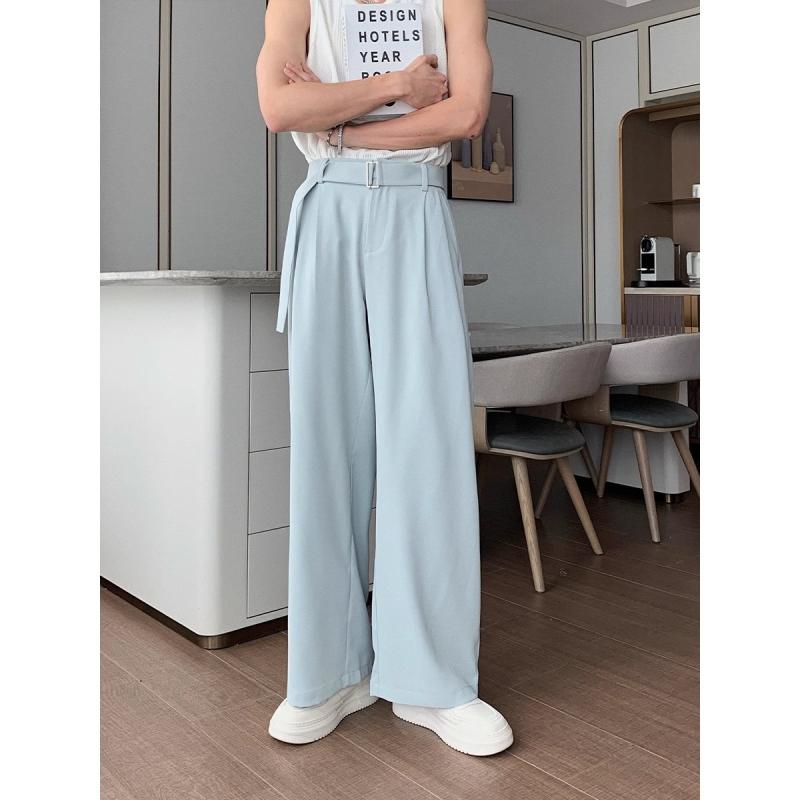 メンズ ワイドパンツ ストレート 夏用 薄手 コットン混紡 ポリエステル 微弾性 黒 ・柑其 グレー 日常 直筒 ミッドライズ ロング 純色 青春流行 大きいサイズ 軽量 通勤 普段使い カジュアル ハイストリート 工装風 運動 スポーツ アクティブ 涼し