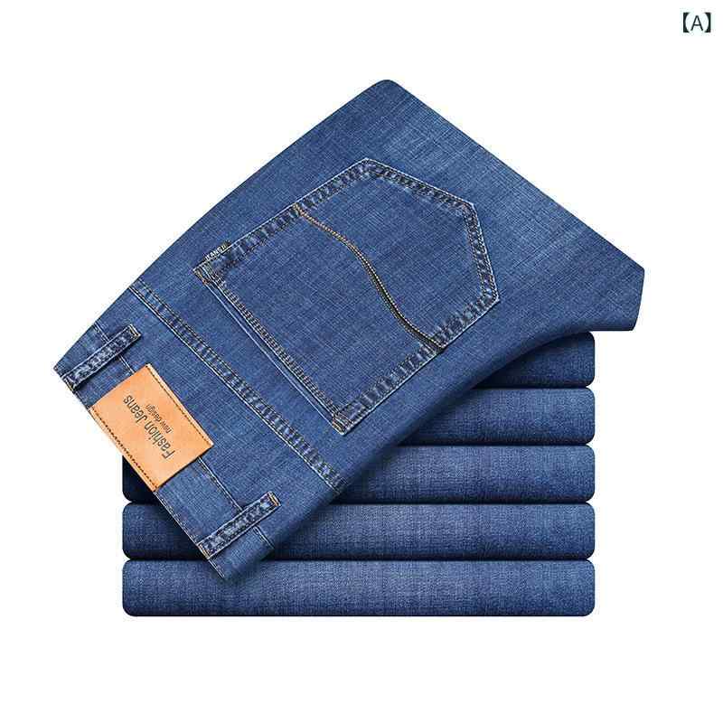 メンズ ショートパンツ 牛仔 七分丈 直筒 ワイド 薄手 コットン ストレッチ 夏用 ビジネス ダッドスタイル シンプル 微弾力 軽量 通勤 普段使い ブルー 黒
