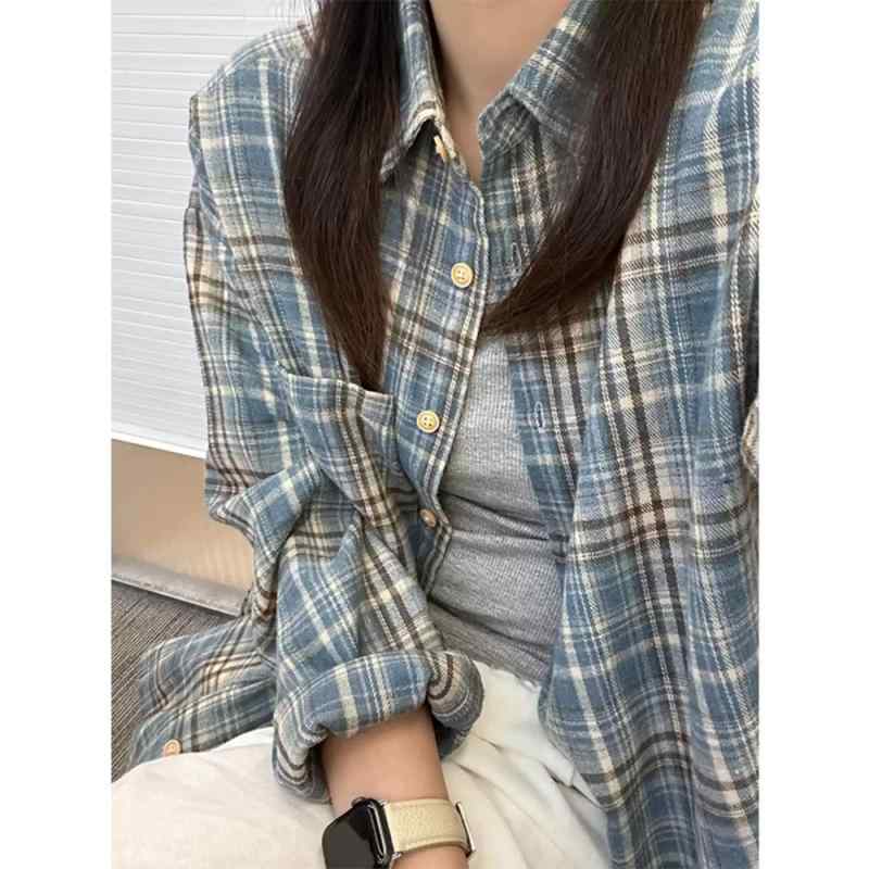 メンズ シャツ トップス 長袖 開衫 外套 コットン 耐磨 磨毛 格子柄 ピン色 切り替え 翻領 ゆったり シルエット ブルー 赤 黄 春秋 秋季 青春 流行 休? シーン 青少年 対象