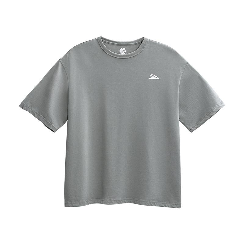 メンズ Tシャツ 半袖 綿100% 素材 灰緑 紺 色 ゆったり シルエット 丸首 デザイン 日常 使い 夏 シーズン クラシック スタイル ベーシック アイテム コットン トップス カジュアル 着こなし 爽やか フィット