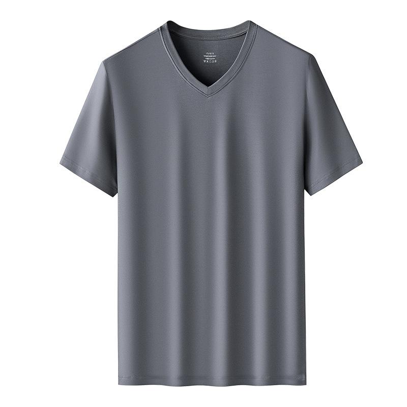 メンズ Tシャツ 短袖 半袖 半袖シャツ 無痕 インナー 外出用 打底 レイヤード トップス モダール 綿94% 純色 無地 直筒 ストレート シルエット Vネック ラウンドネック ノーカラー セットアップ なし 普通厚 薄手 春夏 夏季 春季 暖白 黒