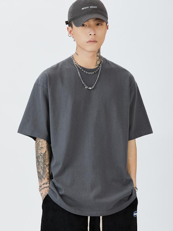 メンズ Tシャツ 短袖 綿100% 落肩袖 ゆったりシルエット 夏用 透気性 吸湿速乾 耐久性 防シワ 色落ちにくい 黒 白 ベージュ グレー グリーン 水洗加工 アメリカン レトロ スタイル 休日 外出 青年向け トップス ポロシャツ 4,473円