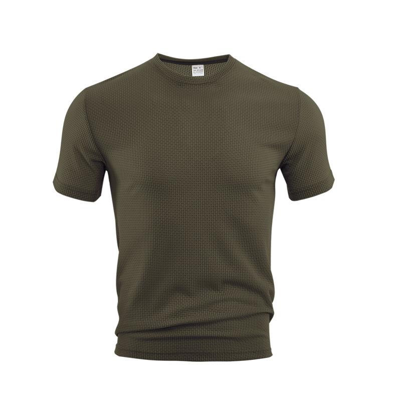 メンズ Tシャツ 短袖 透気性 修身 ランニング 運動 トップス 薄手 丸首 合体型 ポリエステル 混紡 無地 白色 黒 軍緑 ・柑其 ネイビー 夏季 青年 男性用 休? 針織袖 軽量 速乾 180g-250g 源頭工場