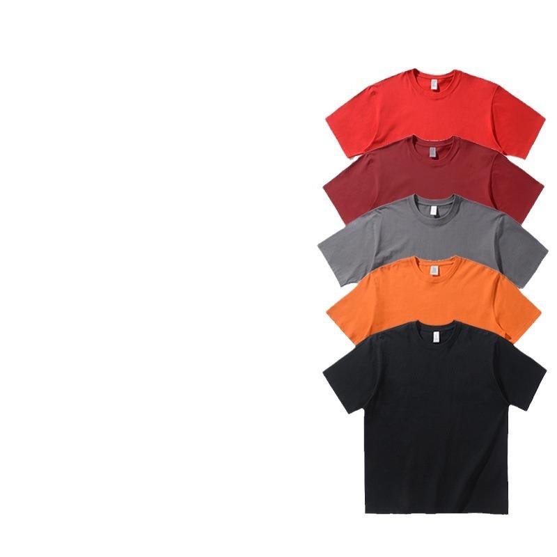 Tシャツ メンズ レディース 短袖 丸首 ゆったり 落肩 コットン 100% 吸湿速乾 透気性 春夏 秋 日常 ダークオリーブ ダークレッド ダークブルー 黒 コットン素材 精梳コットン ファッショナブル ゆったりシルエット セットアップなし オリジナル