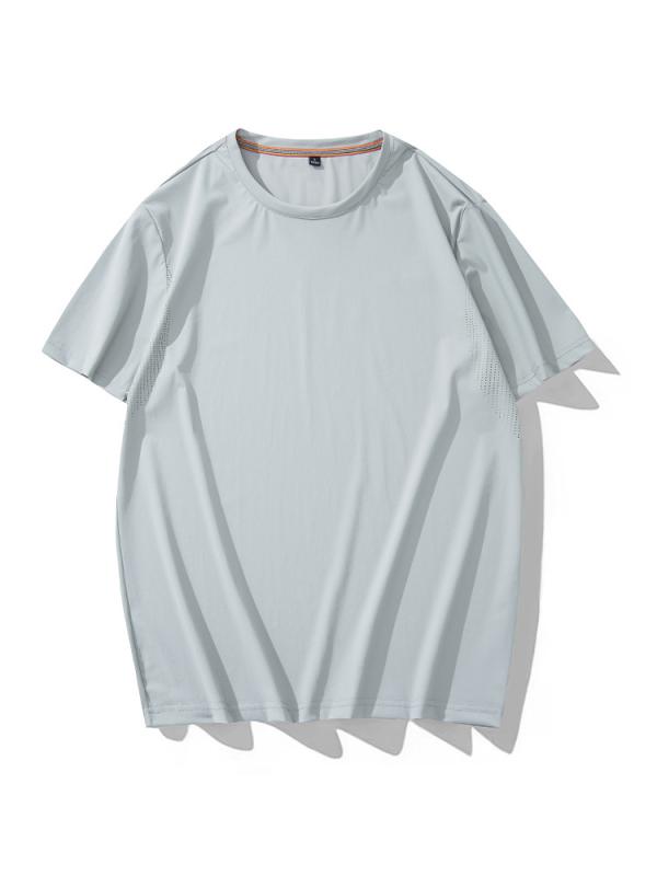 メンズ Tシャツ 短袖 夏季 軽薄 通気性 速乾 接触冷感 網目 男性用 トップス 青年向け ゆったり 薄手 ポルカドット柄 ニット ナイロン ブラック 白 ベージュ グレー 吸湿排汗 抗菌 防水 防汚 軽量 メッシュ素材 半袖 夏服 カジュアル 普段使