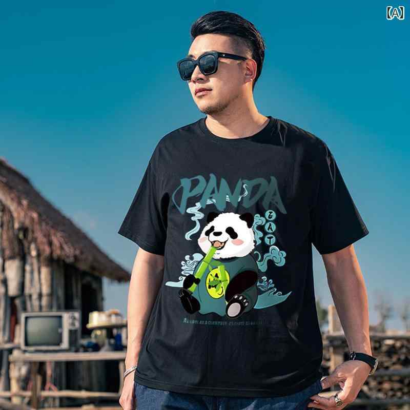 メンズ Tシャツ 短袖 トップス ゆったり ビッグサイズ 綿 レイカ 伸縮性 透気性 吸湿速乾 薄手 丸首 プリント カード 漫画 柄 黒 白 緑 グレー 夏 春夏 日常 着用 ゆったり シルエット 軽量 快適 メンズ ファッション ゆったり トップス
