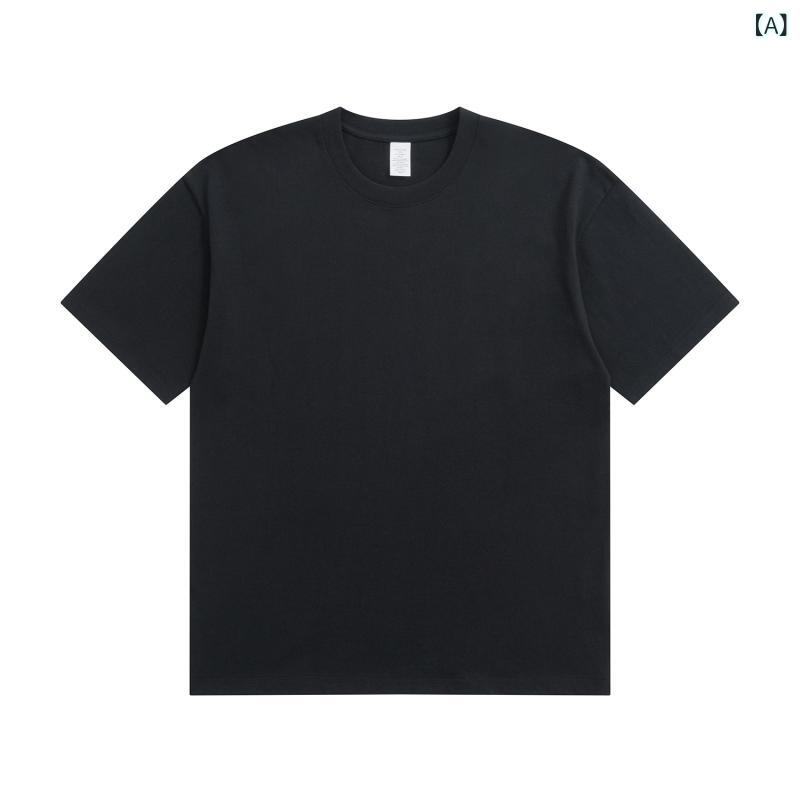 Tシャツ メンズ レディース 短袖 丸首 ゆったり ドロップショルダー 100%コットン プリント ロゴ 綿素材 透気性 黒 白 グレー ベージュ 春夏 秋 カジュアル ストリート トップス ゆったりシルエット 落肩袖 純綿 印花 潮牌 企業 男女同款