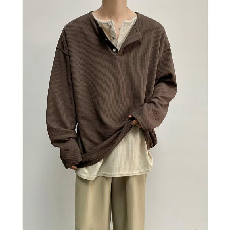 メンズ Tシャツ 長袖 秋 黒 茶 麻 真? 接触冷感 抗菌 ゆったり 落肩袖 薄手 立体裁剪 免? グラデーション スタイリッシュ レイヤード トップス イン 秋冬 コットン 混紡 軽量 快適 イージーケア ユース カジュアル