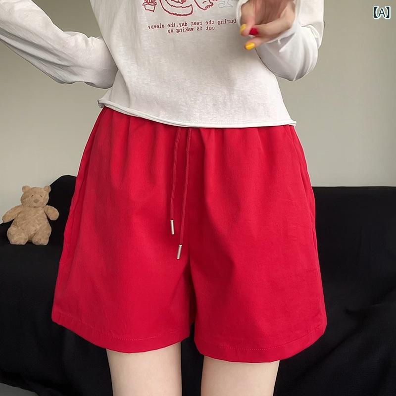 レディース ショートパンツ 工装 女性用 夏 薄手 2025 速乾 氷絲 5分丈 ワイドレッグ ハイウエスト 軽量 伸縮性 クールタッチ グレー 赤 青 黒 通勤 普段使い スポーツ アウトドア 気質 カジュアル スタイル