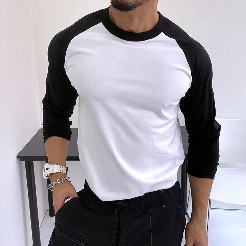 メンズ Tシャツ 長袖 丸首 ルーズフィット ビッグサイズ インナー 野球袖 フード付き 薄手 防縮 綿 透気性 吸湿速乾 無地 スリムフィット 撞色 幾何学柄 プリント 運動 スポーツ 普段使い オールシーズン