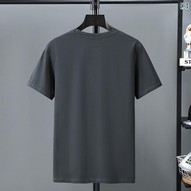 メンズ Tシャツ 短袖 丸首 ゆったり 大きいサイズ 綿100 薄手 通気性 日常 春夏 鉄灰 煉瓦色 オリーブグリーン