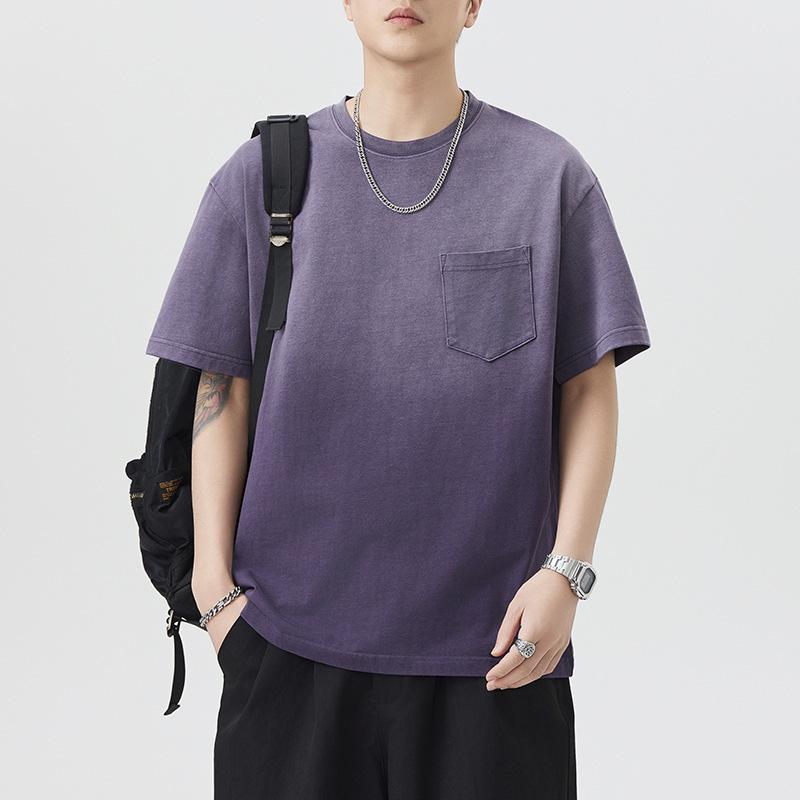{"result":"Tシャツ メンズ 短袖 半袖 トップス 韓国風 ゆったり 大きいサイズ 青年 丸首 無帽 薄手 純棉 100% 透気性 グラデーション 水洗い プリント アルファベット 柄 黒 紫 赤 夏 春夏 2025 春 クラシカル 2024