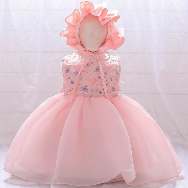 女の子 プリンセスドレス 蓬蓬スカート 花嫁ドレス ガーリー ワンピース かわいい 蝶結び ピンク ホワイト シャンパン オールシーズン 綿混紡 ポリエステル コットン ライニング ヨーロッパスタイル 幼児 1-3歳 90cm 18-24ヶ月 礼服 結婚
