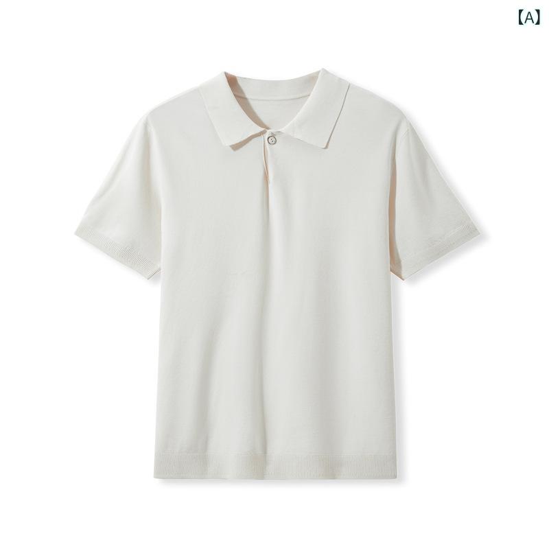 メンズ POLO プルオーバー 半袖 トップス 薄っぺら 夏用 針織 軽熟 商行為 心地よい 透人となり 吸湿速乾 色牢度高 開・楷 純色 幅ひろい影ぼうし 短袖 生まれ変わり衣料繊維 粘膜分泌衣料繊維 白 米 灰 黒