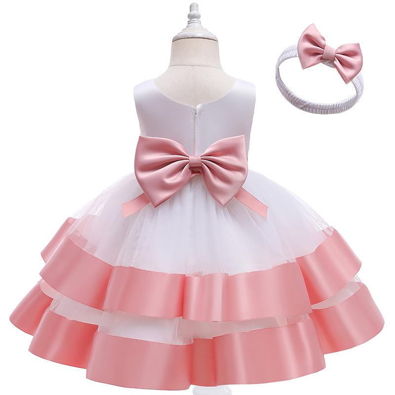 女の子 ワンピース ドレス プリンセスドレス 演出服 礼服 チュール 二層 蝶結び Vネック 豆沙粉 彩藍 ?粉 浅緑 粉色 白 綿 裏地 聚?繊維 色丁 生地 コットン ライニング 女児 ドレス 子供服 パーティー 衣装 かわいい デザイン 春秋 夏