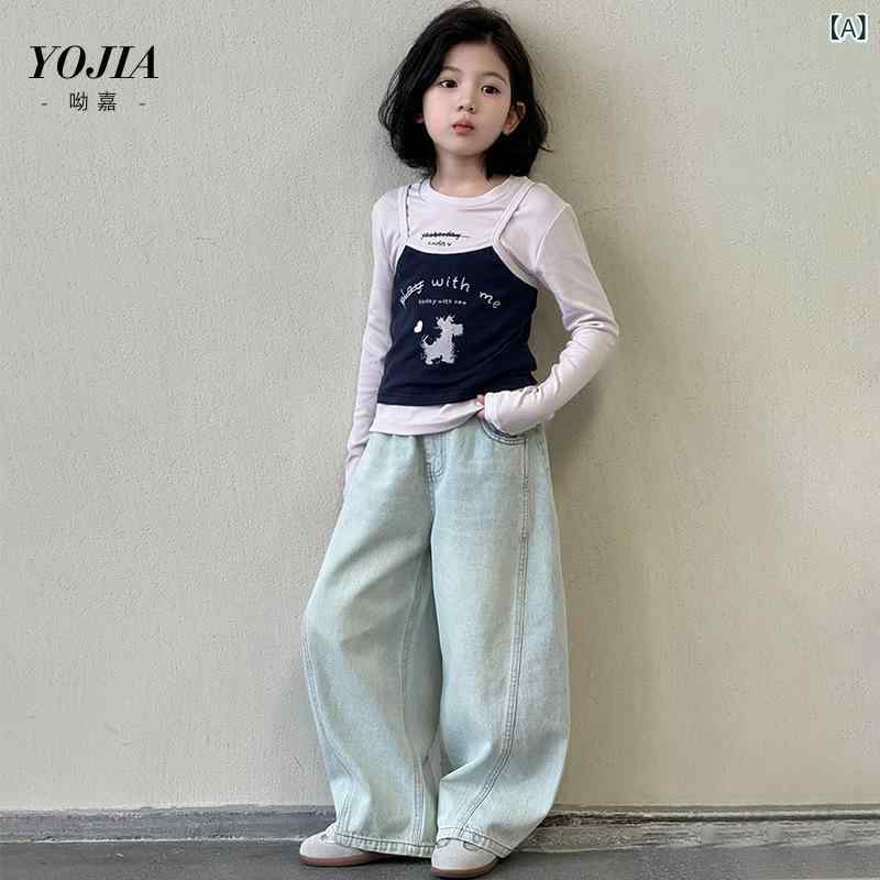 女の子 Tシャツ 春夏 短袖 トップス 修身 韓国風 童装 上衣 柔軟 素材 粘繊 94.4% 円領 カード 柄 ピンク イエロー 真 偽 2 ピース レイヤード 110cm 120cm 130cm 140cm 150cm 160cm 170cm