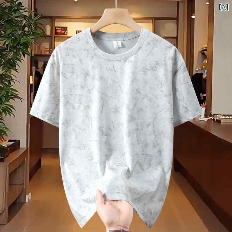 Tシャツ メンズ 半袖 丸首 ワイドシルエット コットン 迷彩柄 幾何学プリント 吸湿速乾 薄手 夏 春夏 白 黒 深灰 軽量 通勤 普段使い 外出 カジュアル ティーン向け トレンド トップス シャツ ポロシャツ コットン素材 綿100％ ゆったり ラ