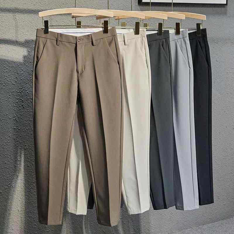 メンズ 西装パンツ 九分丈 直筒 スラックス 休? 春夏 ブラウン 黒 グレー ?? 粘? 免? 撞色 伸縮性 落ち感 シルエット ファッション 青年 メンズ トップス ボトムス スタイリッシュ 軽量 メンズ ファッション アイテム メンズ コーディネー