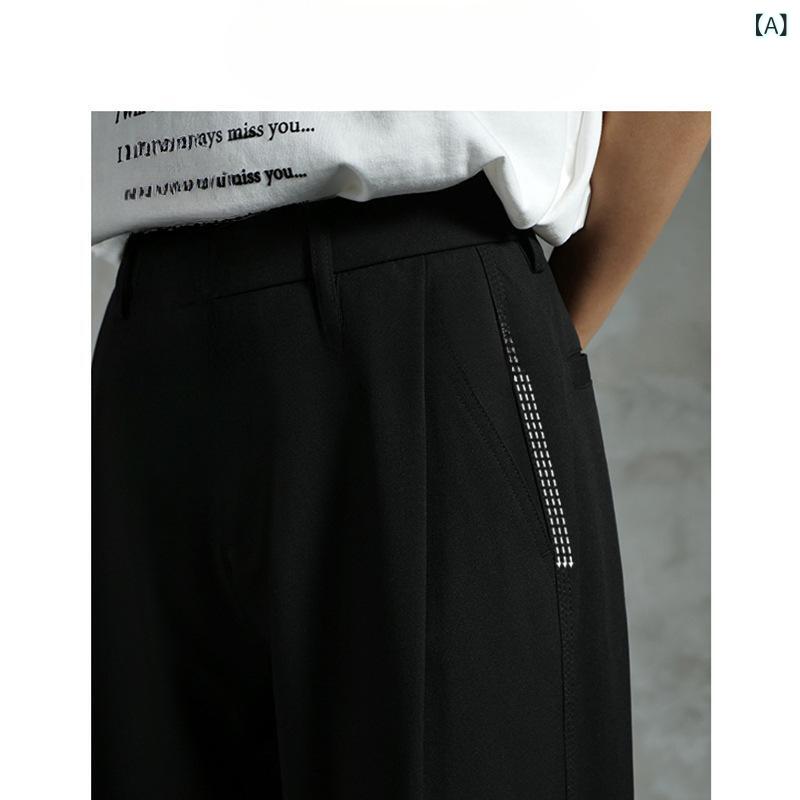 メンズ ワイドパンツ 直筒 ロングパンツ ハイウエスト ベルト付き ジップフライ 普通厚 無地 黒 グレー コットン混紡 高弾性 韓国スタイル ゆったりシルエット 秋 カジュアル 通勤 通学 青少年向け 伸縮性 軽量 快適素材 ビジネスカジュアル デイリ