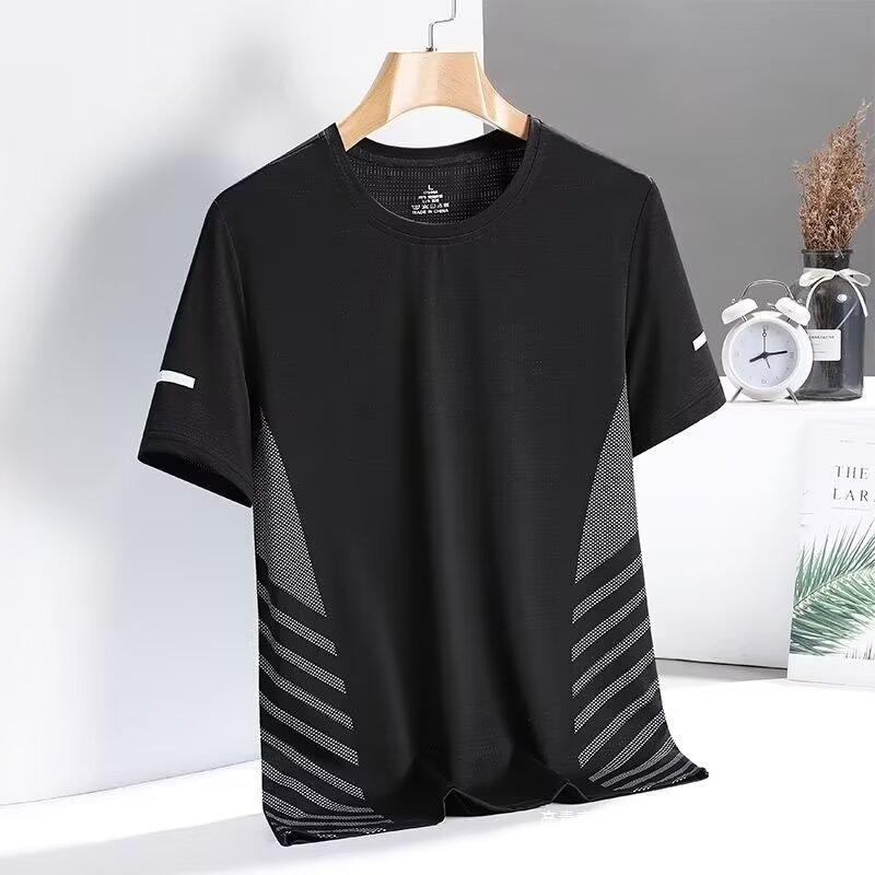 メンズ Tシャツ 半袖 夏 速乾 接触冷感 ポリエステル 丸首 ルーズフィット 薄手 運動 ランニング アウトドア 純色 印花 白 黒 グレー ブルー 青年 75-95斤 M 95-110斤 L 110-130斤 XL 130-150斤 2XL 150-