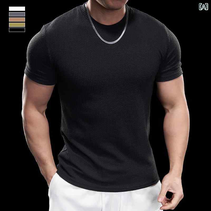 メンズ Tシャツ 速乾 短袖 フィットネス トレーニング 運動 メッシュ 切り替え 体型カバー 弾力 伸縮性 再生繊維 ミルクプロテイン 綿混 厚手 裏起毛 丸首 ゆったり ルーズフィット 大きいサイズ 黒 白 カーキ グレー 緑 春 青春 流行 印花