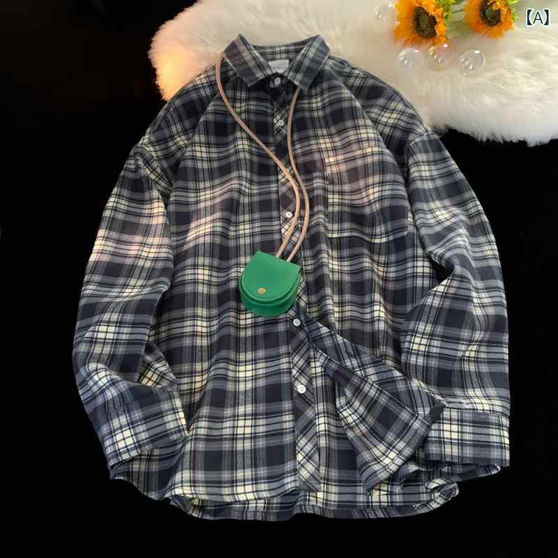 メンズ シャツ トップス 格子柄 長袖 薄手 黒 黄色 ポリエステル 混紡 ゆったり 港風 スタイリッシュ 開襟 ポケット ポラリゼーション 免? 秋冬 春夏 トレンド レイヤード カジュアル 日常使い 軽量 通勤 外出 デイリー ポケット アクセント