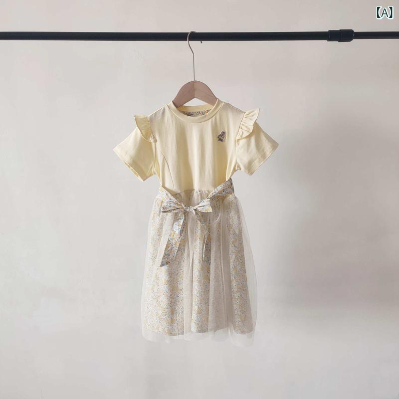 現品の 韓国 版 子供 服 国内 専門 店の 外国 貿易の 最後の 女の子の 黄色の 花の ワンピース TTOM 232552 B