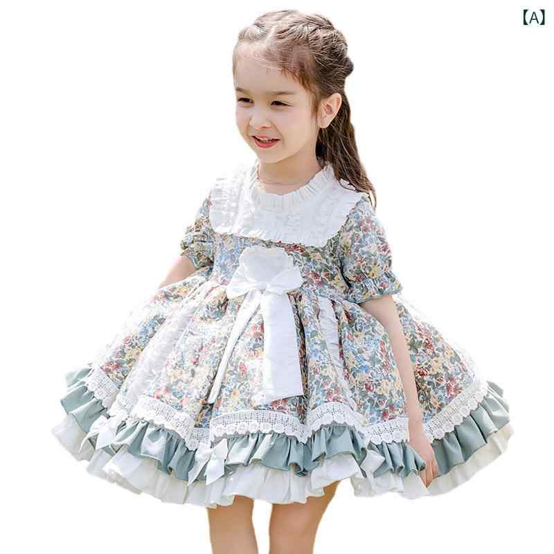 2025 夏の 新作 ロリータロリータ 子供 ドレス 女の子 ベビー 花 柄 半袖 ドレス かわいい プリンセス ドレス