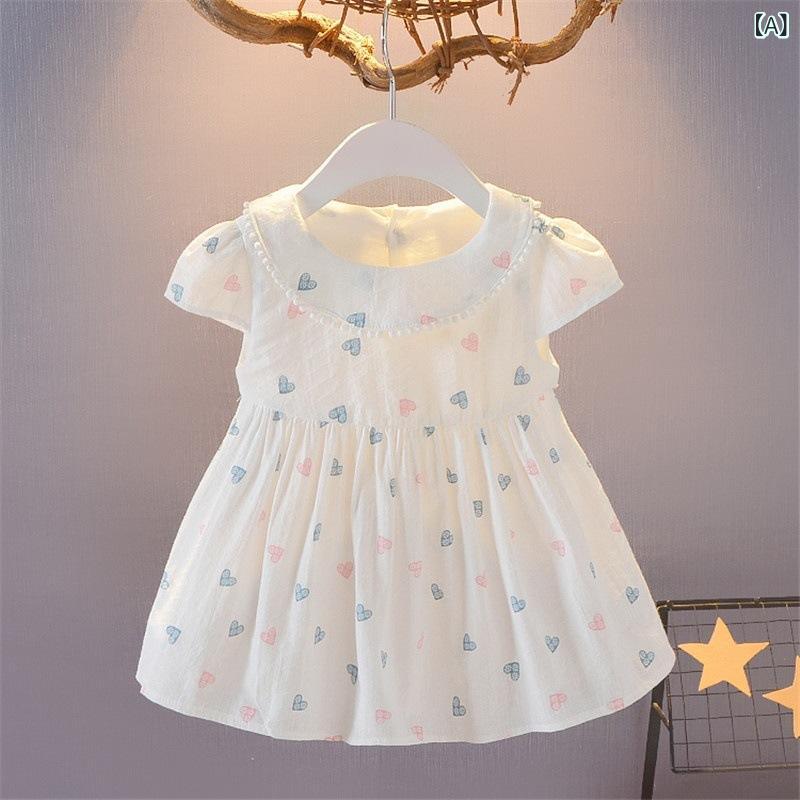 女の子 ドレス 夏 薄い小さな 新鮮な 女の 赤ちゃん ファッショナブルな プリンセス ドレス 女の子 新しい 子供の 花 柄 スカートトレンディ