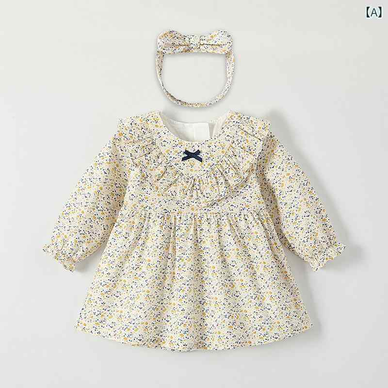 子供 用 ワンピース 秋の 新作 2026 子供 服 長袖 丸首 女の子 用 ワンピース 小 清新 花 柄 甘い プリンセス ドレス