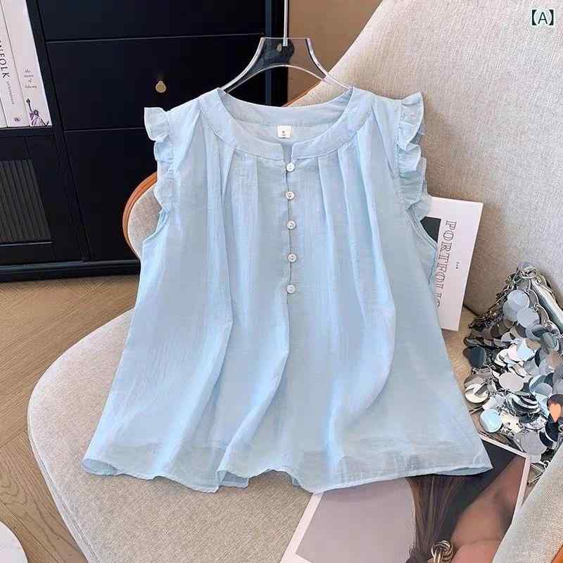夏の新 商品は フランス 式の ハスの 葉の 辺が 飛んで 袖が 痩せて います。