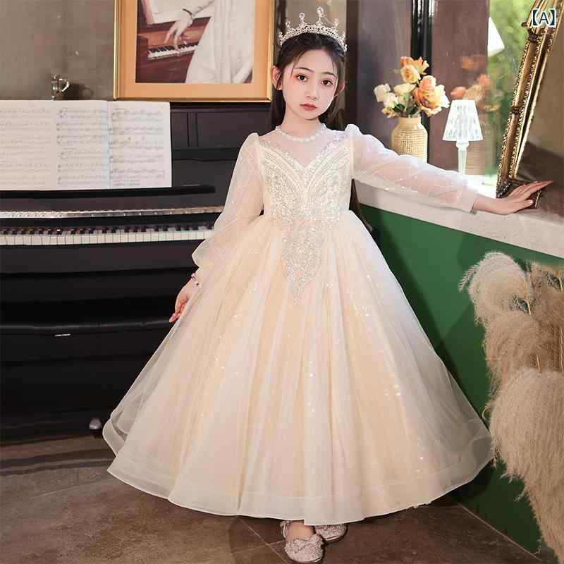 女の子の 司会 者の ドレスの 結婚式の ピアノの 演出 服の 子供の 高級 感が あります。