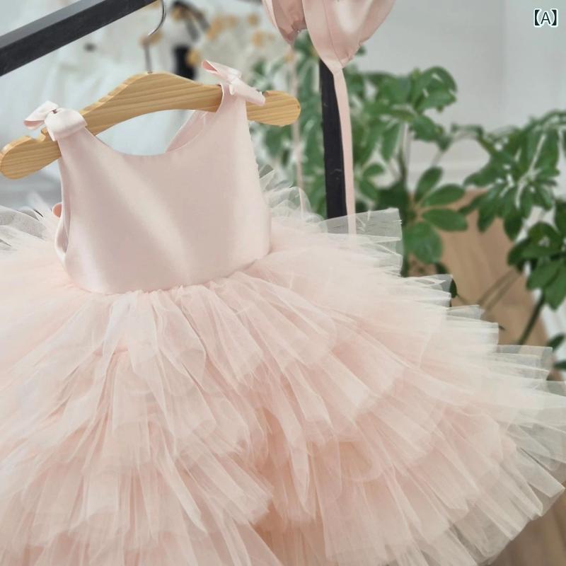 外国 営利主義 メッシュ 韓国 女の 乳飲み子 1 歳 御召しもの 生まれ落ちる 日 スタイルフラワーガールプリンセスドレス ふわふわ ガーゼケーキドレス