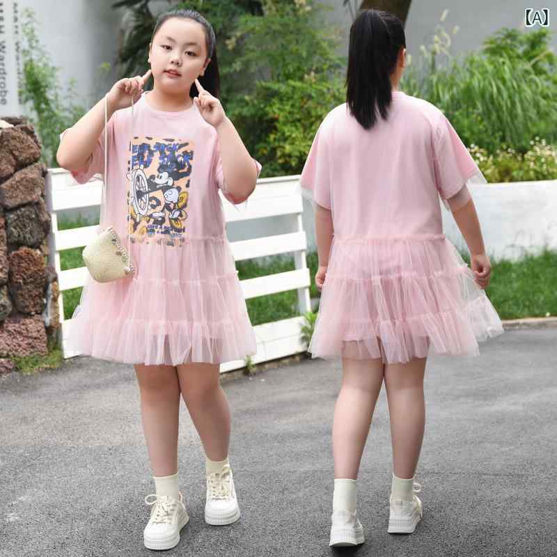 ファットガールサマードレス 2025 新しい スタイル 中型および 大型 子供 ドレス ハイエンド 夏 ファットガールコットンプリンセススカート