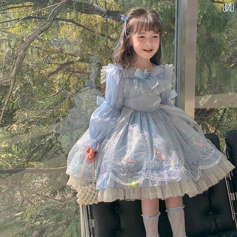 斑点模様 ロリータ 御嬢さん 御召しもの 中 大型 小わっぱ 春 ドレスロリータロリータエルサプリンセスドレス 手ぬるい 小わっぱ ガーゼ 御召しもの