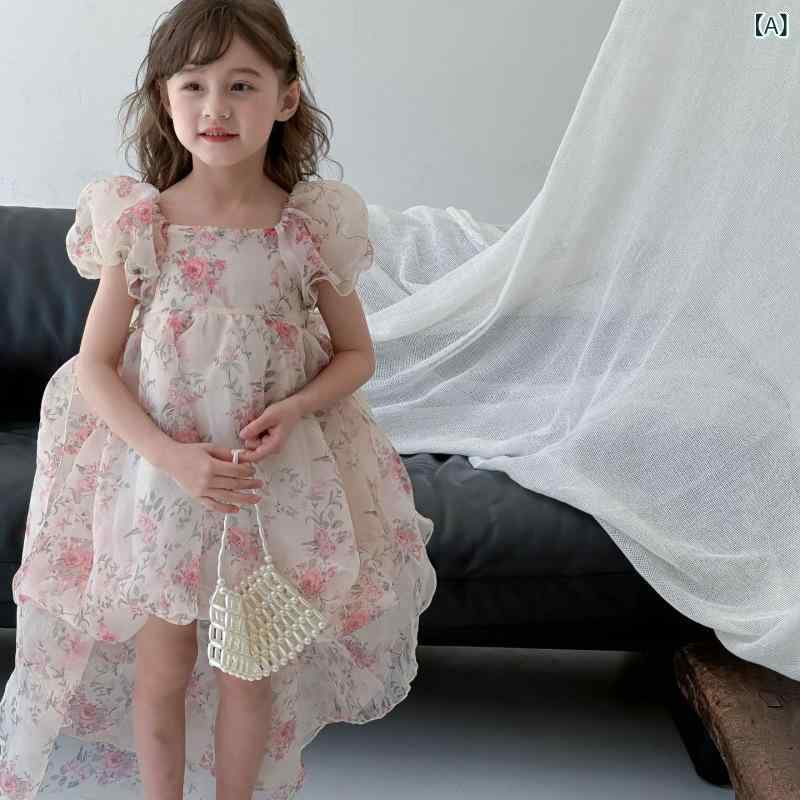 お嬢さんの 衣裳の 夏の 2025の 新型の 中で 大層らしい ちびっ子の 花の 飛 袖の スコートの お嬢さんの 洋風の 姫御前の スコートの 流行り物