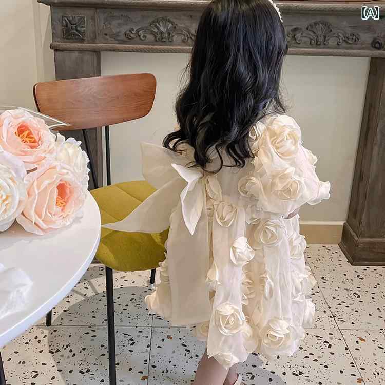 韓国 御前上等 ちびっ子 服 お嬢さん 2025 夏 御召しもの ちびっ子の 手ぬるい 立体 花 オーガンザリボンスカート