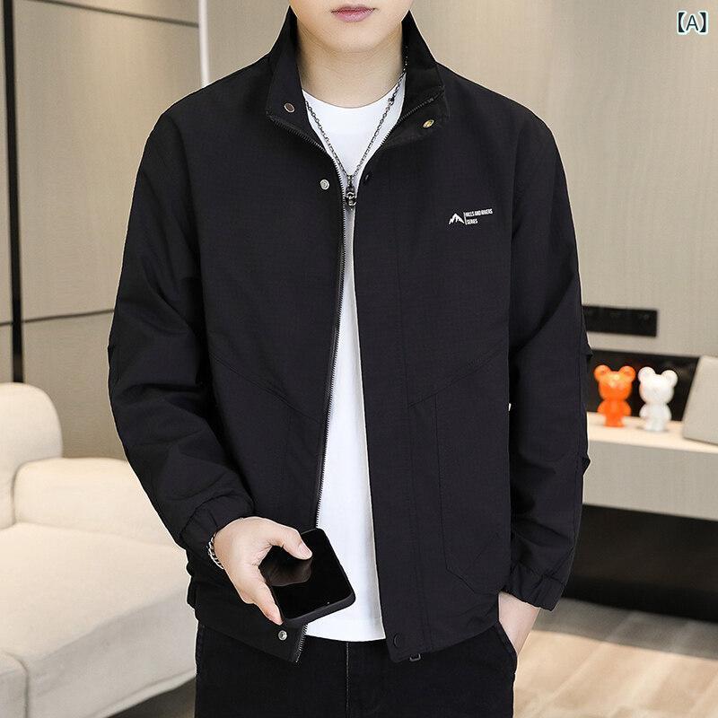 高級 男性 コート 春と 秋の 新型 カジュアルな ファッションの スタンド カラーの ジャケット 男性の 成熟 した 薄い タイプの かっこいい 餃子