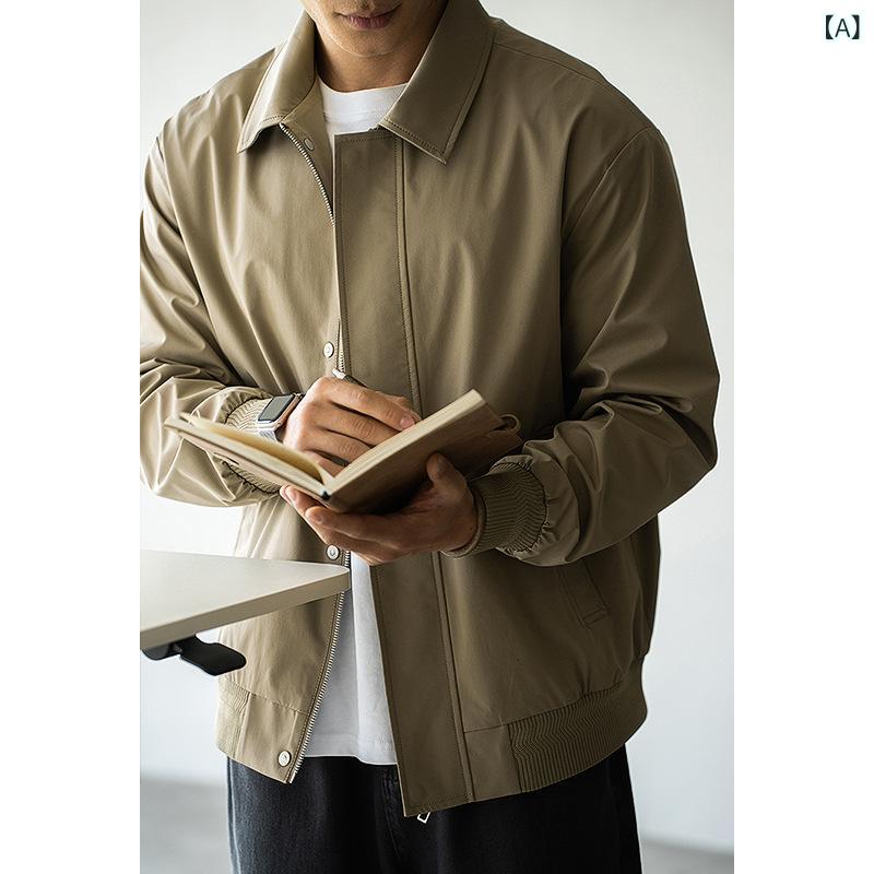 レ トロな シャツの 襟の ジャケットの 男性 2025 春の 新型の カジュアルな 襟の 工 装の 短い 服の コートの 男性
