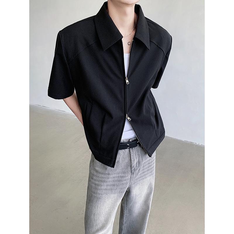 春 夏 cleanfit シンプルショートジャケット 男 痞? 黒 半袖 コート jk 933085