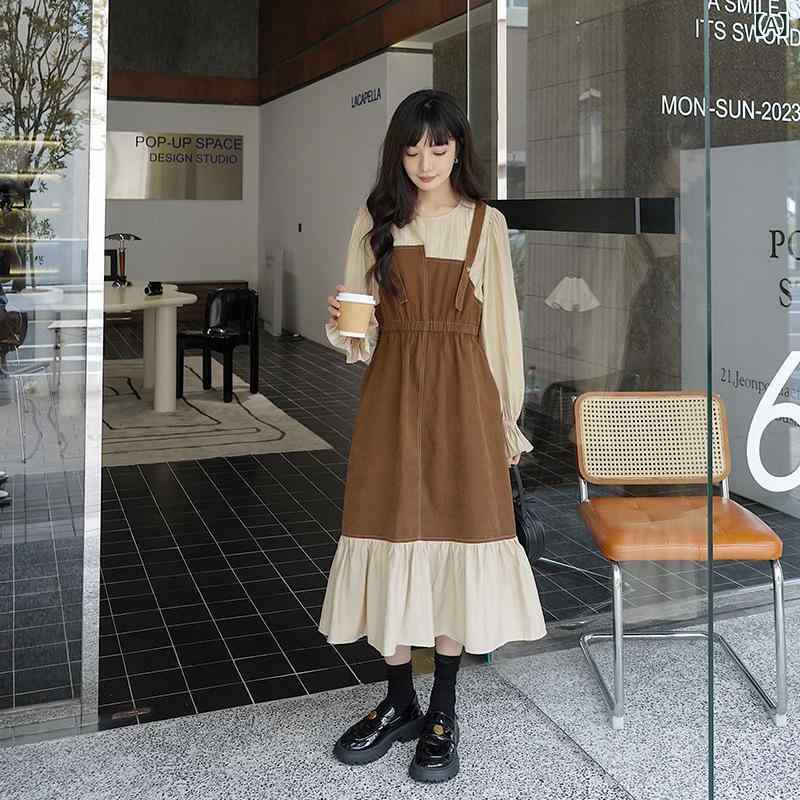 実 拍 2024 年 春秋 新作偽 長袖 ワンピース 女性 フランス 式 レ トロで 痩せて います。